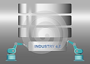 Metal labels infographic of industry 4.0 factory