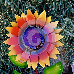 Metal Lacquered Flower Ornament in Nevada Cactus Nursery