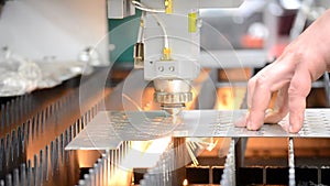 Metal laser cutting. Cutting sheet metal laser metal cutting close-up Industrial