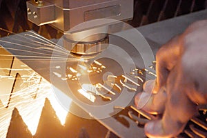 Metal laser cutting. Cutting sheet metal laser metal cutting close-up Industrial