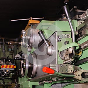 Metal lathe at work in a wotkshop