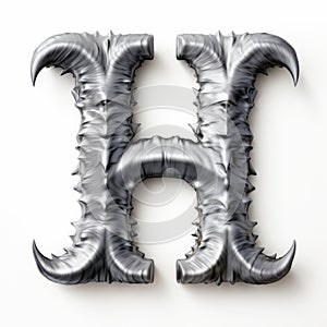 Distorted Metal Letter H: Hyperrealistic Gothic Fantasy Art photo