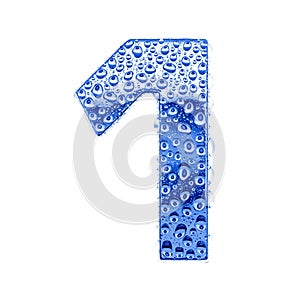 Metal letter & water drops - digit 1