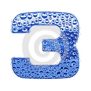 Metal letter & water drops - digit 3