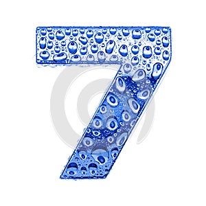 Metal letter & water drops - digit 7