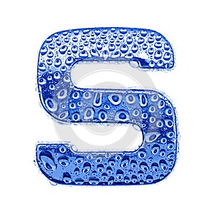 Metal letter & water drops - letter S