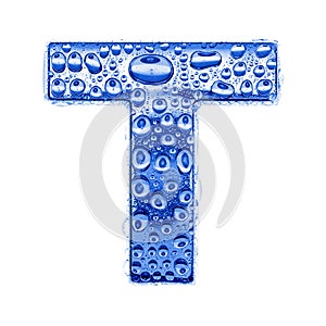 Metal letter & water drops - letter T