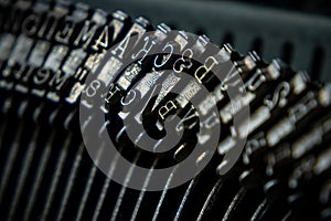Metal letters of vintage typewriter
