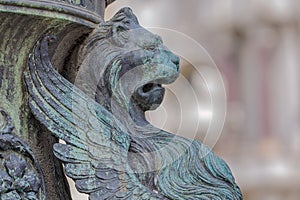 Metal Lion Detail on Column in Saint Mark's Square, Venice