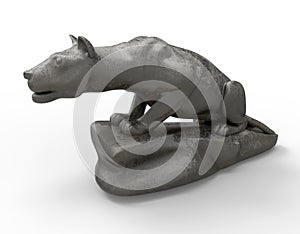 Metal lioness sculpture