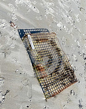 Metal lobster trap sand