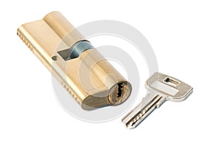 Metal lock and key isolated