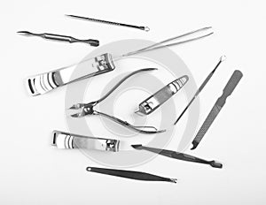 Metal manicure set-top shot