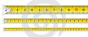 Metal measure tapes set isolated