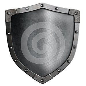 Metal medieval shield isolated photo