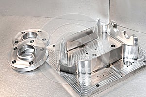 Metal mold and steel flanges. Milling industry. CNC technology