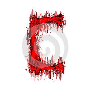 Metal music style font.Bloody letter on white background.