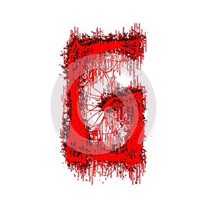 Metal music style font.Bloody letter on white background.