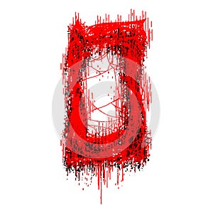 Metal music style font.Bloody letter on white background.