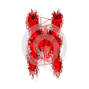 Metal music style font.Bloody letter on white background.