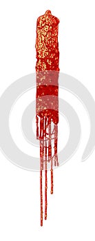 Metal music style font.Dripping letter with blood stains.Decorative lettering.