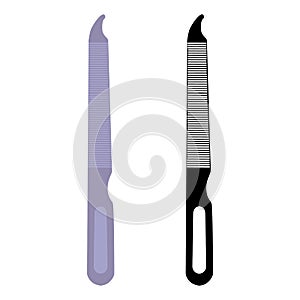 Metal nail file. Manicure and pedicure tool, vector illustration.