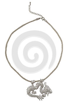 Metal necklace with dragon