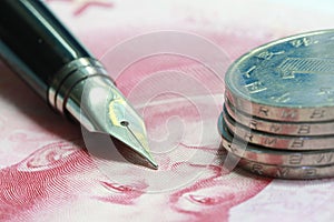 Metal Nib Pen on china money