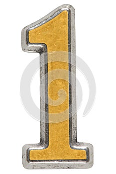 Metal numeral 1 one, isolated on white background