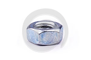 Metal Nut - Close Up View - Isolated On White Background