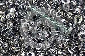 Closeup screw nuts with bolt