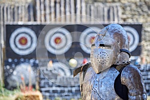 Metal old armor of a knight for protection in battle