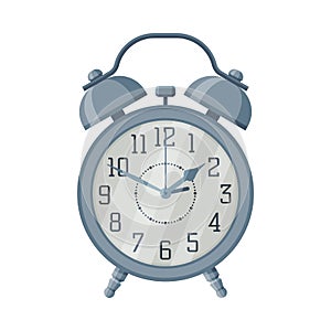 Metal Old Fashioned Alarm Clock, Time Measuring Instrument Vector Illustration