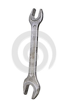 Metal open-end wrench for loosening screws. Tools for mechanics in a locksmith's workshop