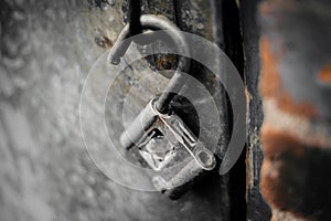 Metal open lock hangs on the door handle