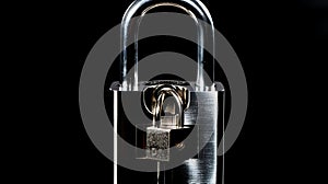 Metal Padlock On Black Background - Toyo Ito Style