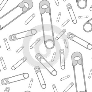 Metal paper clips seamless pattern. Flat vector illustration on white background