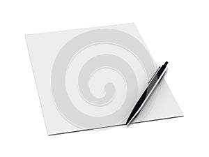 Metal pen on a blank sheet of paper