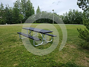 Metal picnic table at the park