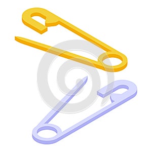 Metal pin icon isometric vector. Safety pin