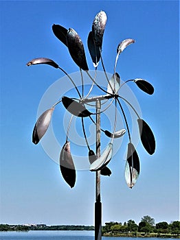 Metal Pinwheel Sculpture