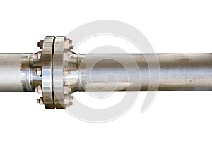 Metal pipe flanges with bolts on an isolated background, Pipe line in oil and gas industry and installed in plant or process