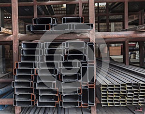 Metal pipe stack on shelf