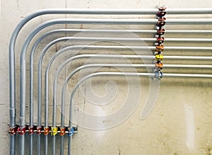 Metal pipeline at ceiling