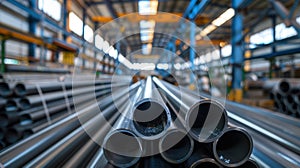 The metal pipes in factory.AI generated image photo