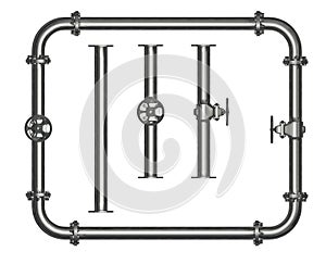 Metal Pipes with Valves isolated