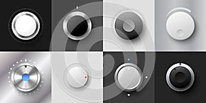 Metal and plastic volume dial realistic vector