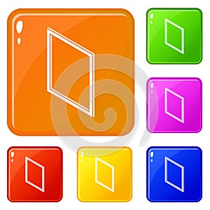 Metal-plastic window frame icons set vector color