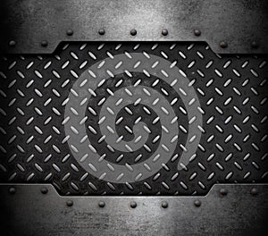 Metal plate background with rivets 3d illustration