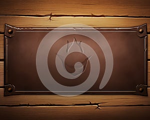 a metal plate with a flame on it on a wooden background